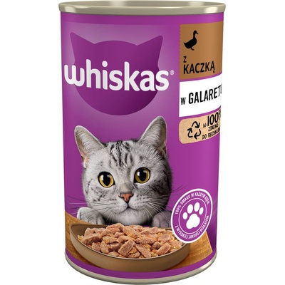 Whiskas Adult 400g консерва - мокра храна за възрастни котки, парченца патица в желе