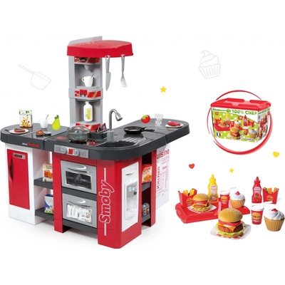 Smoby Set kuchynka Tefal Studio XXL s magickým bublaním a sada hamburgerov 100% Chef