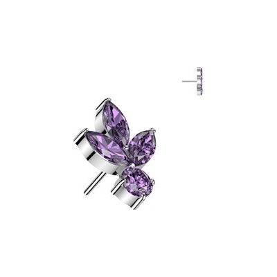 Šperky4U ozdobná část k Push In piercingu titan fialové zirkony TIT1507-A