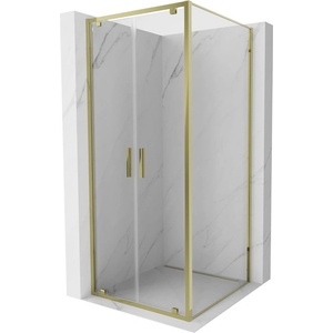 Mexen Exo-BR Duo стъклена душ кабина 80 x 80 см, прозрачна, златна - 8182-080-080-50-00 (8182-080-080-50-00)