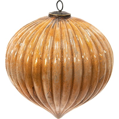 Clayre & Eef Zlatá antik skleněná vánoční koule XL Ø 25*25 cm