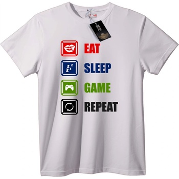 NOONEBRAND Тениска Яж Спи Играй Повтори - L, Black