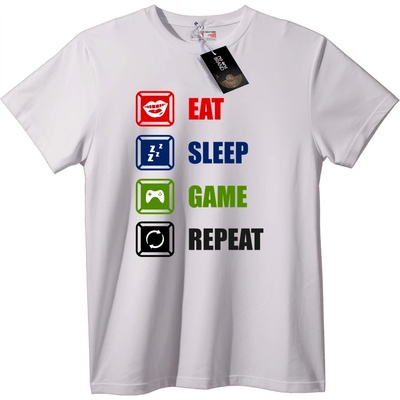 NOONEBRAND Тениска Яж Спи Играй Повтори - L, Black