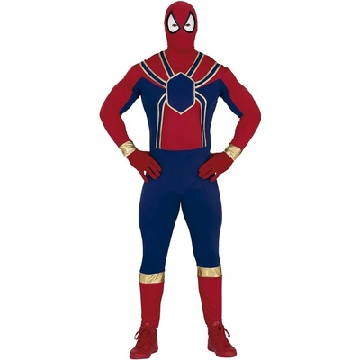 Fiestas Guirca FIESTAS GUIRCA Spider Hero – červený modrý a zlatý super pavoučí outfit s maskou a kombinézou