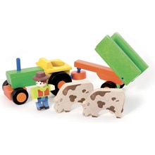 Jeujura Drevený traktor s prívesom