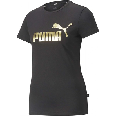 Puma ESS+ Metallic Tee černá Zlatá – Zboží Dáma