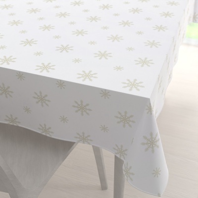 Biante Teflonový obdélníkový ubrus TF-119 Vánoční béžové vločky na bílém 140x220 cm