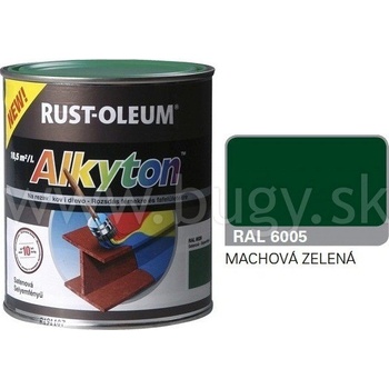 Rust Oleum ALKYTON 2v1 machová zelená lesklá 6005, antikorózna vrchná i základná farba 1l