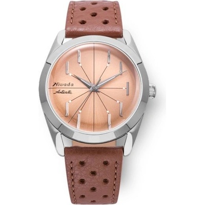 Nivada Grenchen Antarctic Spider Salmon No Date Brown Racing Strap