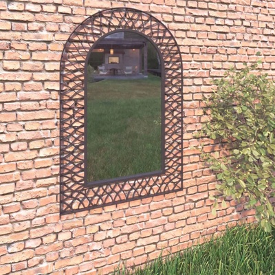 vidaXL Градинско стенно огледало с рамка, 50x80 см, черно (275607)