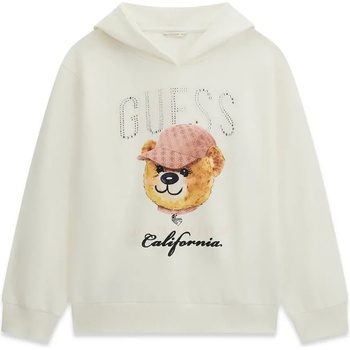 GUESS Суичър за момиче в мръсно бял цвят с мече и кристали Guess