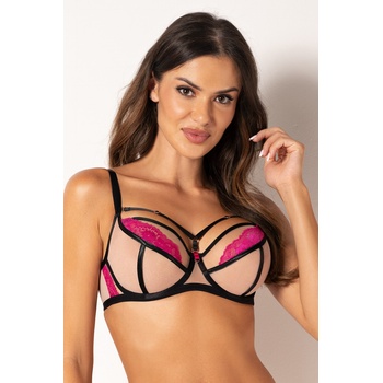 MEDIOLANO Красив полуподплатен сутиен deziro 19025eh-77730-czarno-rÓŻowy - Червен, размер 75g