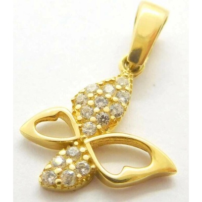 Klenoty Budín Dámský zlatý přívěsek se zirkony motýlek 02889