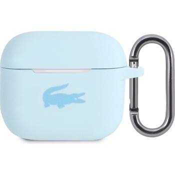 Lacoste Силиконов калъф с карабинер за Apple AirPods 3 - Lacoste AirPods 3 Liquid Silicone Glossy Printing Logo Case (син) (LCA3SLB)