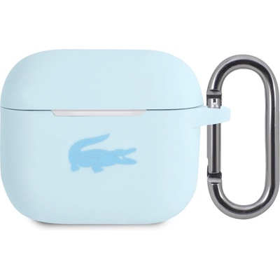 Lacoste Силиконов калъф с карабинер за Apple AirPods 3 - Lacoste AirPods 3 Liquid Silicone Glossy Printing Logo Case (син) (LCA3SLB)