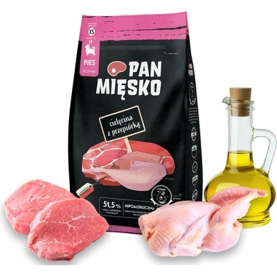 PAN MIĘSKO Telecí s křepelkou XS 3 kg