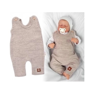 Baby Nellys Pletené láclové nohavice Boy Star béžové