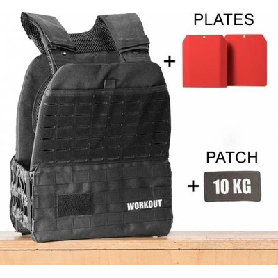 Zátěžová taktická plátová vesta 10 kg WORKOUT 3.0 + nášivka