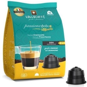  16 бр. безкофеинови кафе капсули Lollo Miscela Dek съвместими с Dolce Gusto