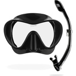 CRESSI Frameless Diving Mask F1 - Fog-free Glass Lens, Diving Goggles - Ergonomic Silicone Rim, Snorkel Mask - Dry Snorkel & Snorkel Set - Black - Combo Set - YDS280050 (YDS280050)