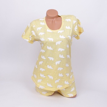 Свежа дамска пижама в жълто с мечета