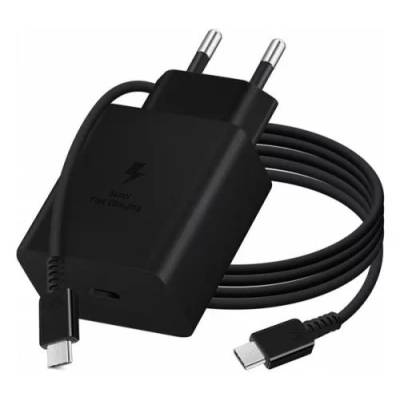 Samsung Зарядно устройство Samsung тип-c контакт, 45w, pd бързо зарядно устройство + кабел тип-c, 180 см, черно, насипно (EP-T4510XBE + USB-C kábel gigapack)