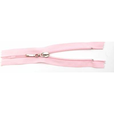 Špirálový zips č. 5 - nedeliteľný - svetloružový s plochou úchytkou - dĺžka 16 cm