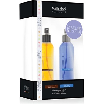 Millefiori Milano – Natural sada interiérových sprejů Vanilka a dřevo a Studená voda, 2 x 150 ml