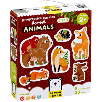 BANANA PANDA Детски пъзел Banana Panda 9 в 1 - Горски животни (49206)