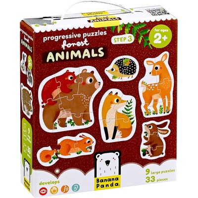 BANANA PANDA Детски пъзел Banana Panda 9 в 1 - Горски животни (49206)
