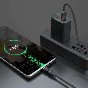 Platinium Magnetický nabíjací a dátový otočný 2 m čierny NYL599