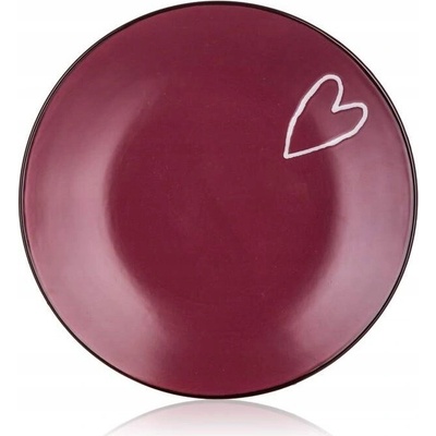 Banquet Dezertní talíř na dort HEART 19 Cm BORDÓ srdce VALENTÝN 5769