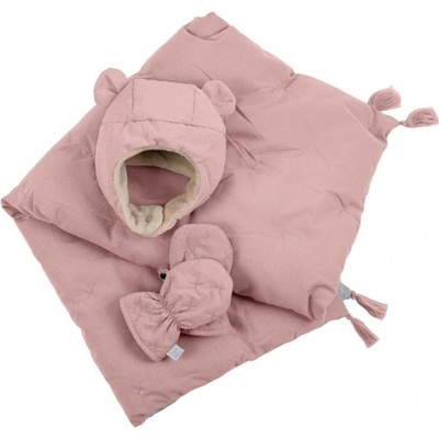 7AM Enfant Komplet čepice rukavice deka AIRY PINK