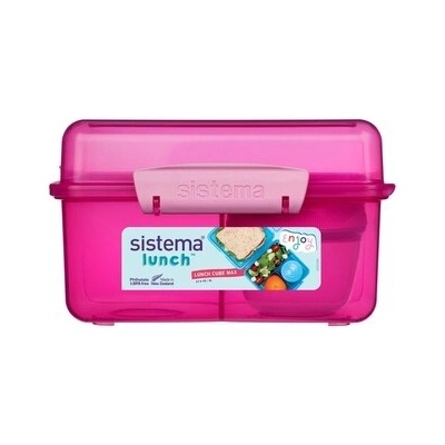 Sistema Lunch Krabička 3 komory + téglik (viečko) ružová 2 l