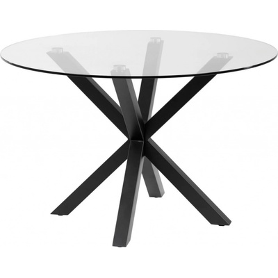 Kave Home Skleněný jídelní stůl Argo černá podnož 119 cm