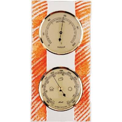 Barometr nástěnný pokojový s vlhkoměrem oranžový