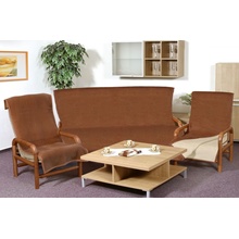 Kvalitex přehoz na sedací soupravu jednobarevný 3+1+1 světle béžová/hnědá 150 x 200 cm, 2 ks 65 x 150 cm