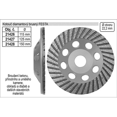 Festa Levior Kotouč diamantový brusný 115 x 22,2 mm 21426