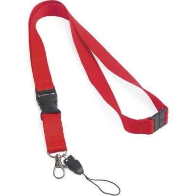 Snúrka na krk s bezpečnostnou sponou (20 mm) Red