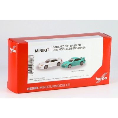 Herpa Sada 2ks: Porsche 911 GT3 bílá a zelená stavebnice 1:87