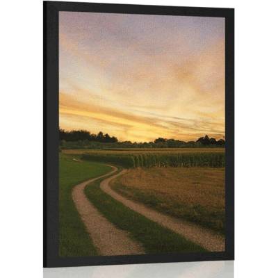 Plakát zapadající slunce nad krajinou - 60x90 no frame