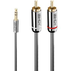 Lindy Кабел Lindy LNY-35336, от 3.5mm жак(м) към 2x RCA чинч(m), 5m, сив (LNY-35336)