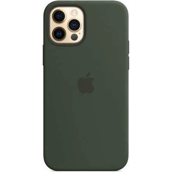 Apple iPhone Silicone Case with MagSafe - оригинален силиконов кейс за iPhone 12, iPhone 12 Pro с MagSafe (тъмнозелен)