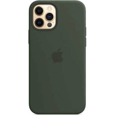 Apple iPhone Silicone Case with MagSafe - оригинален силиконов кейс за iPhone 12, iPhone 12 Pro с MagSafe (тъмнозелен)