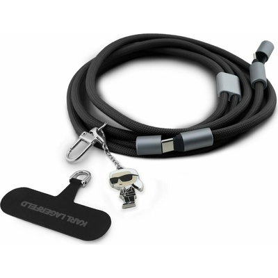 Šňůrka na krk Karl Lagerfeld univerzální CBDY Ikonik Charm USB C/USB C kabel černý (KLCCUCNMSCKIK)