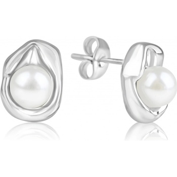 Meucci Ocelové náušnice s perlou DS469