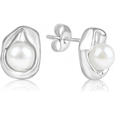 Meucci Ocelové náušnice s perlou DS469