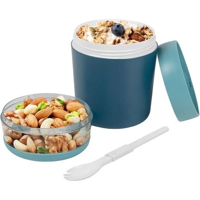 ERBO kelímek na cereálie 650 ml, kelímek na jogurt se lžičkou a víčkem, nepropustný kelímek na – Zboží Dáma