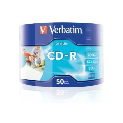 Verbatim CD-R Verbatim Data Life Inkjet Printable 80MIN. /700MB 52X (PRINTABLE) - 50 бр. в целофан