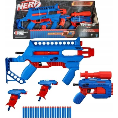 NERF SET 4v1 PUŠKA 3X PISTOLE A 20 ŠIPEK